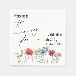 Colorful Watercolor Wildflower The Morning After Napkins