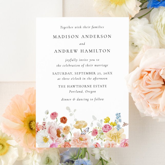 Colorful Watercolor Wildflower Wedding Invitation (Creator Uploaded)