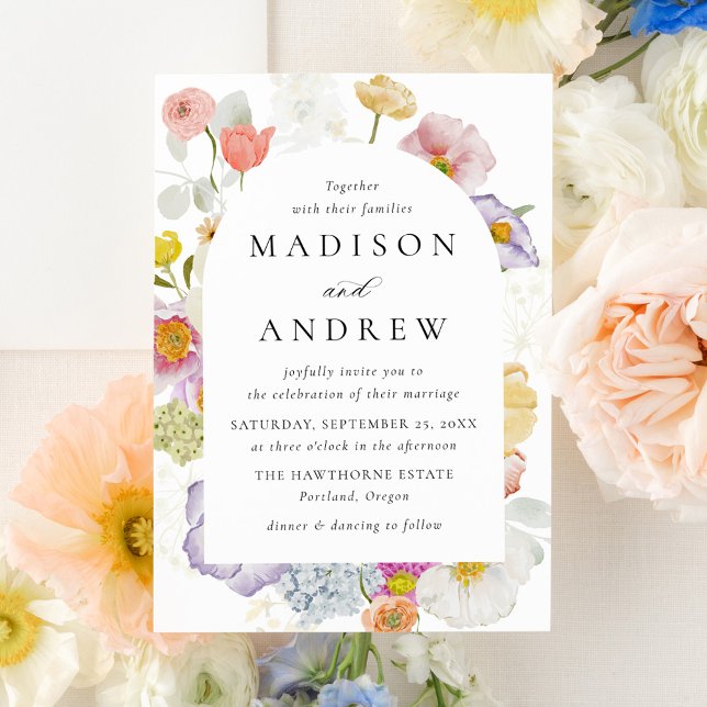 Colorful Watercolor Wildflower Wedding Invitation (Creator Uploaded)