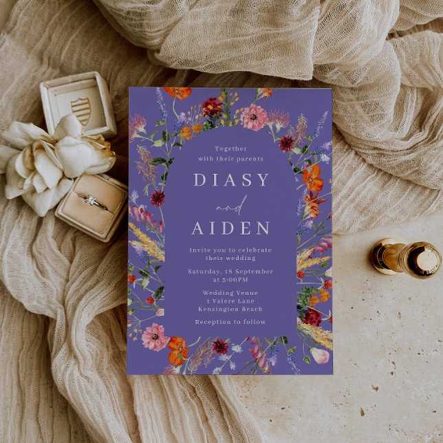 Colorful Watercolor Wildflower Wedding Invitation (Creator Uploaded)