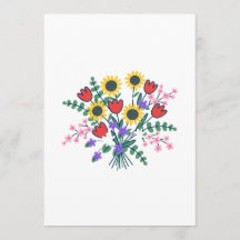Colorful Watercolor Wildflower Wedding Program Car