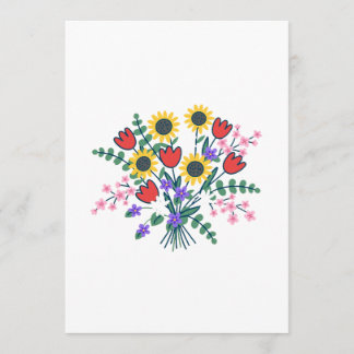 Colorful Watercolor Wildflower Wedding Program Car