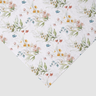 Colorful Watercolor Wildflowers 1600s Art Tissue Paper