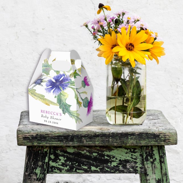 Colorful watercolor wildflowers Baby Shower Favor Boxes (Creator Uploaded)