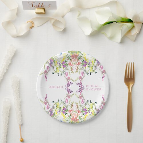 Colorful Watercolor Wildflowers Bridal Shower Paper Plates