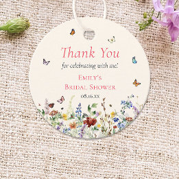 Colorful Watercolor Wildflowers & Butterflies Favor Tags