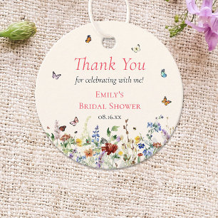 Colorful Watercolor Wildflowers & Butterflies Favor Tags