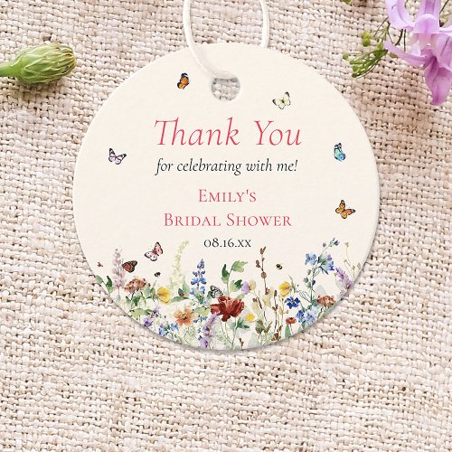 Colorful Watercolor Wildflowers  Butterflies Favor Tags