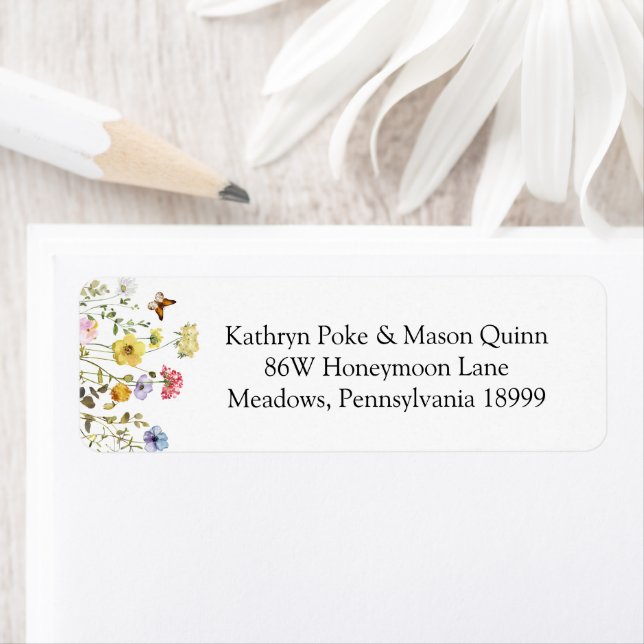 Colorful Watercolor Wildflowers & Butterflies Label (Insitu)