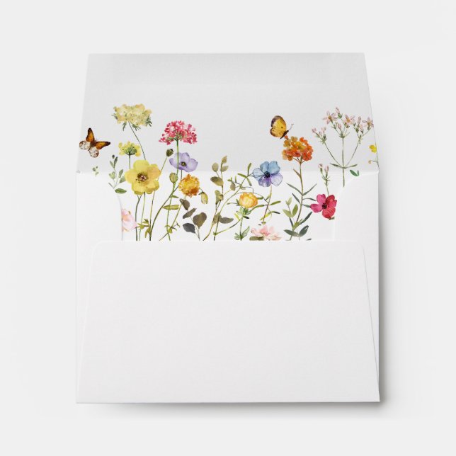 Colorful Watercolor Wildflowers & Butterflies RSVP Envelope (Back (Bottom))