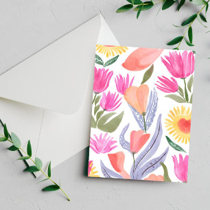 Colorful Watercolor Wildflowers Hand Painted Card