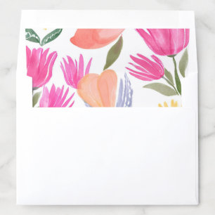 Colorful Watercolor Wildflowers Hand Painted Envelope Liner