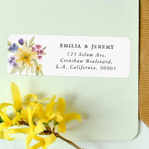 Colorful Watercolor Wildflowers Return Address Label