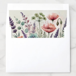 Colorful Watercolor Wildflowers Rustic Boho Bridal Envelope Liner
