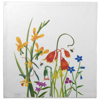 Colorful Watercolor Wildflowers Summer Cloth Napkin