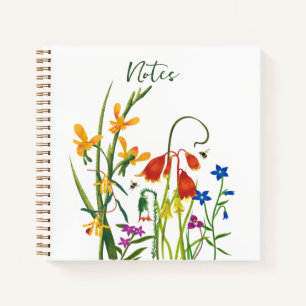 Colorful Watercolor Wildflowers Summer Notebook