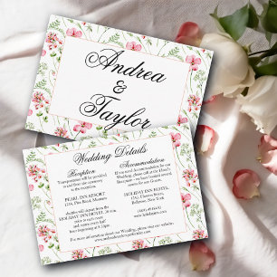 Colorful Watercolor Wildflowers Wedding Details Enclosure Card