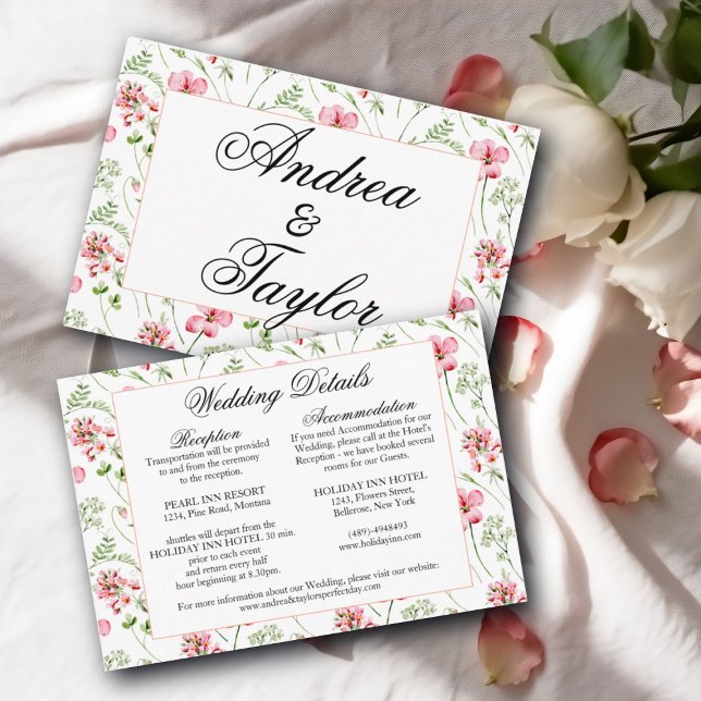 Colorful Watercolor Wildflowers Wedding Details Enclosure Card (Creator Uploaded)