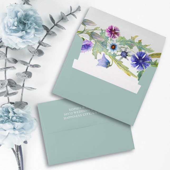Colorful watercolor wildflowers wedding envelope (Creator Uploaded)