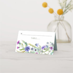 Colorful watercolor wildflowers wedding escort place card