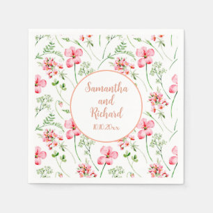 Colorful Watercolor Wildflowers Wedding Napkins