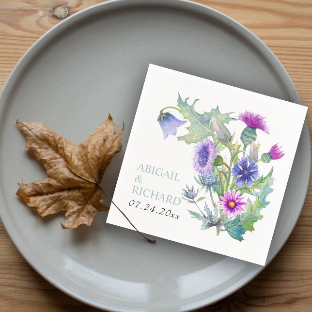 Colorful watercolor wildflowers wedding napkins (Creator Uploaded)