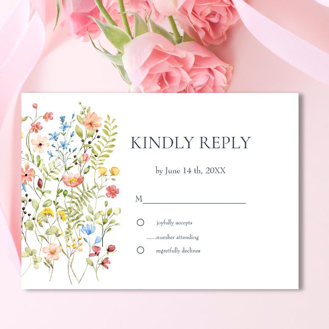Colorful Watercolor Wildflowers Wedding RSVP (Creator Uploaded)