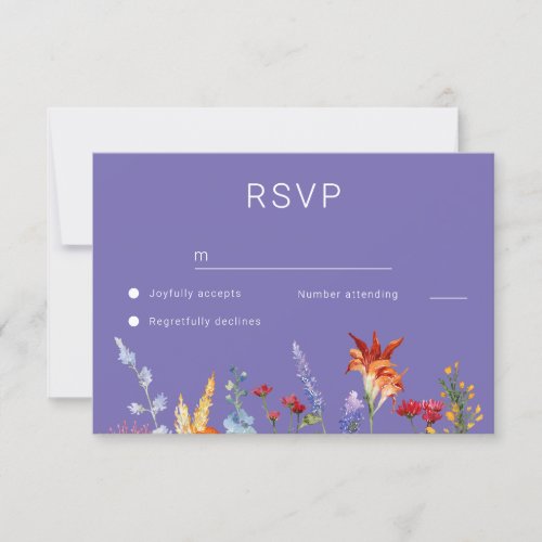 Colorful Watercolor Wildflowers Wedding RSVP Card