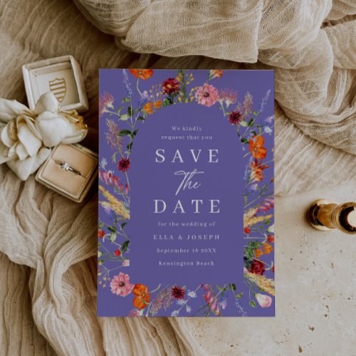 Colorful Watercolor Wildflowers Wedding Save The Date