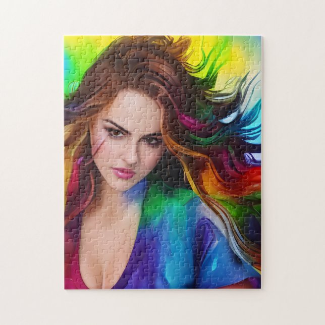 Colorful Watercolor Woman Jigsaw Puzzle (Vertical)