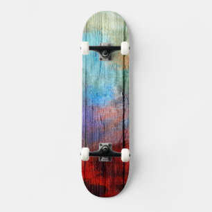Colorful Watercolor Wood Abstract #2 Skateboard