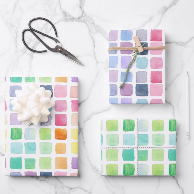 Colorful Watercolor Wrapping Paper Sheets (Front)