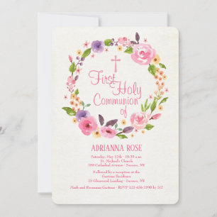 Colorful Watercolor Wreath Religious Invitation