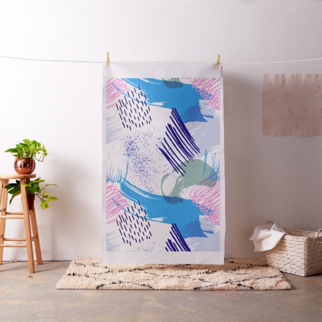 Colorful watercolors abstract brushstrokes pattern fabric (In Situ)