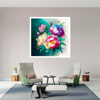Colorful watercolors beautiful flowers 3 poster
