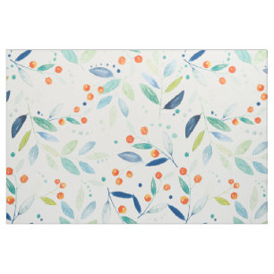 Colorful Watercolors Botanical Berries & Leafs Fabric