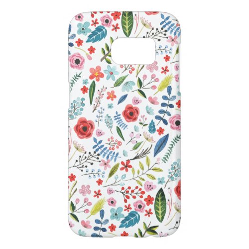 Colorful Watercolors Botanical Flowers  Leafs Samsung Galaxy S7 Case
