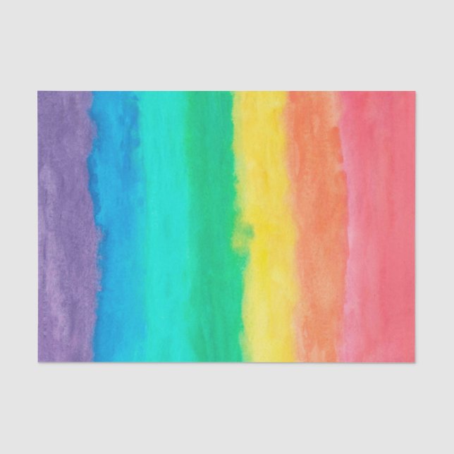 Colorful Watercolors Brush Strokes Stripes Tissue Paper (Front)