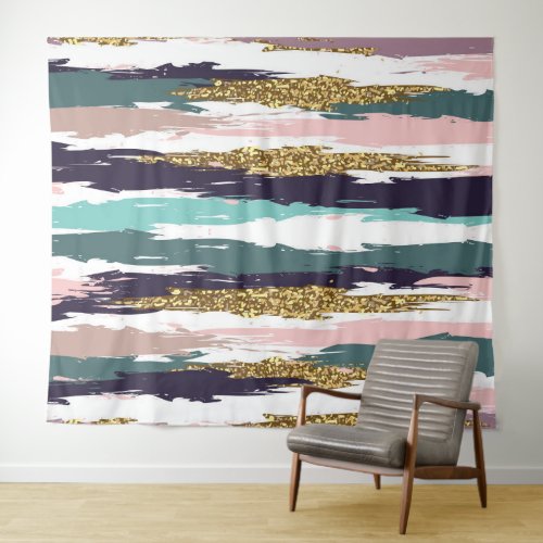 Colorful watercolors brushstrokes pattern tapestry