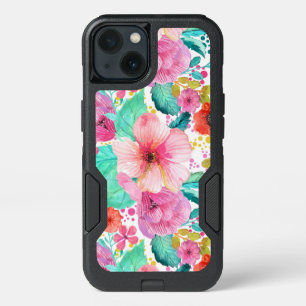 Colorful Watercolors Flowers Collage Illustration iPhone 13 Case