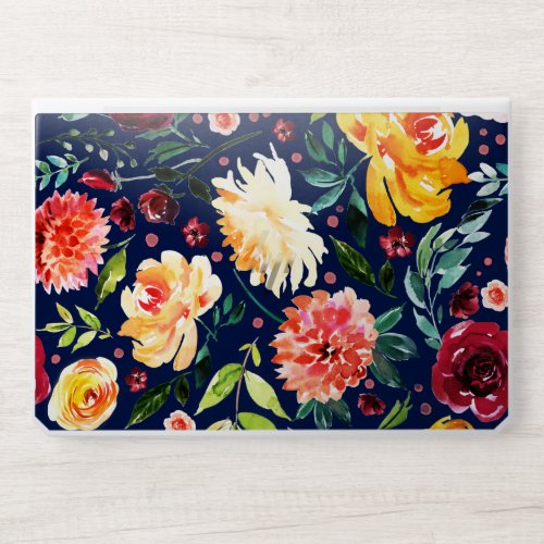 Colorful watercolors flowers collage pattern HP laptop skin