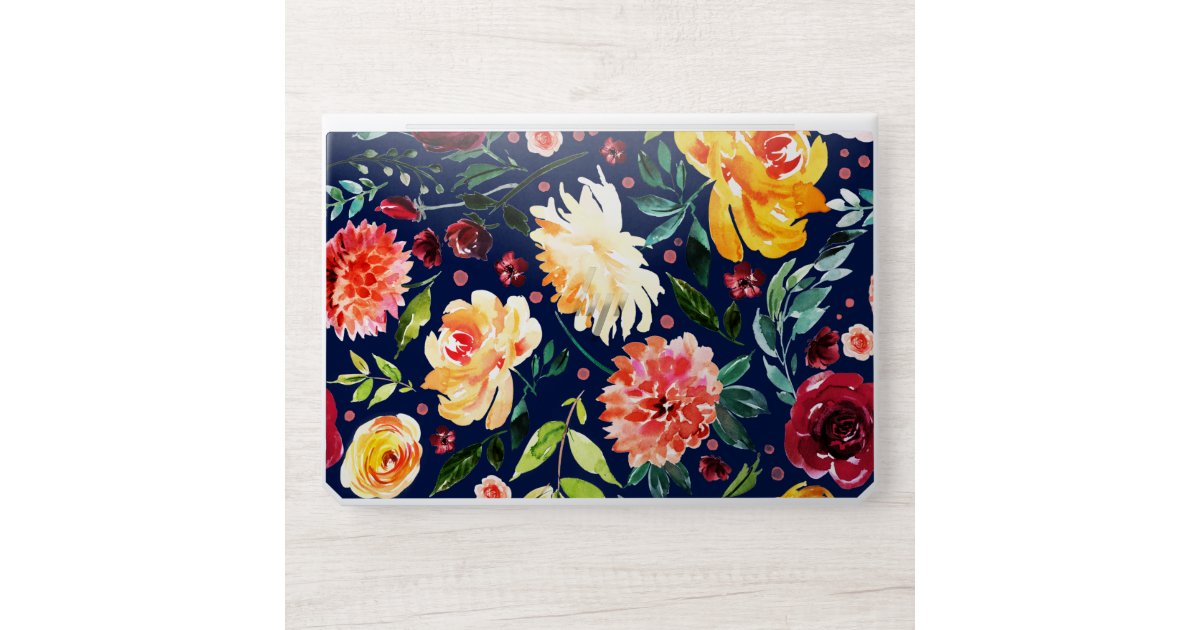 Colorful watercolors flowers collage pattern HP laptop skin | Zazzle