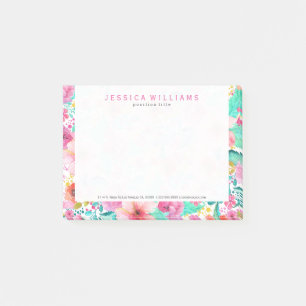 Colorful Watercolors Flowers Collage Post-it Notes