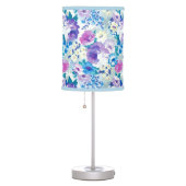 Colorful Watercolors Flowers Pattern Monogram Table Lamp (Right)