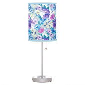 Colorful Watercolors Flowers Pattern Monogram Table Lamp (Left)