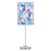 Colorful Watercolors Flowers Pattern Monogram Table Lamp (Back)