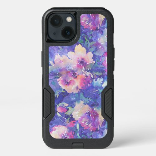 Colorful Watercolors Flowers Pattern iPhone 13 Case