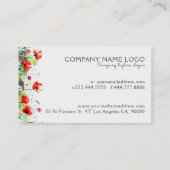Colorful Watercolors Flowers & Red Poppies Business Card (Back)