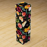 Colorful watercolors garden flowers pattern wine box<br><div class="desc">Colorful watercolors garden flowers illustration seamless pattern. Changeable background colors.</div>