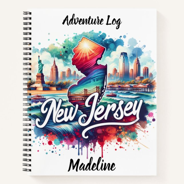 Colorful watercolors of NJ landmarks Notebook (Front)